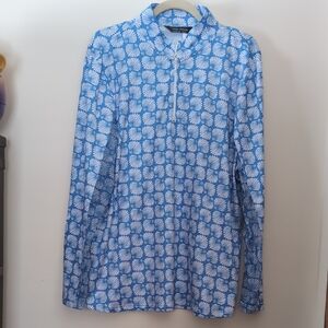 NWT Shell Patterned 3/4 Zip Athletic Top